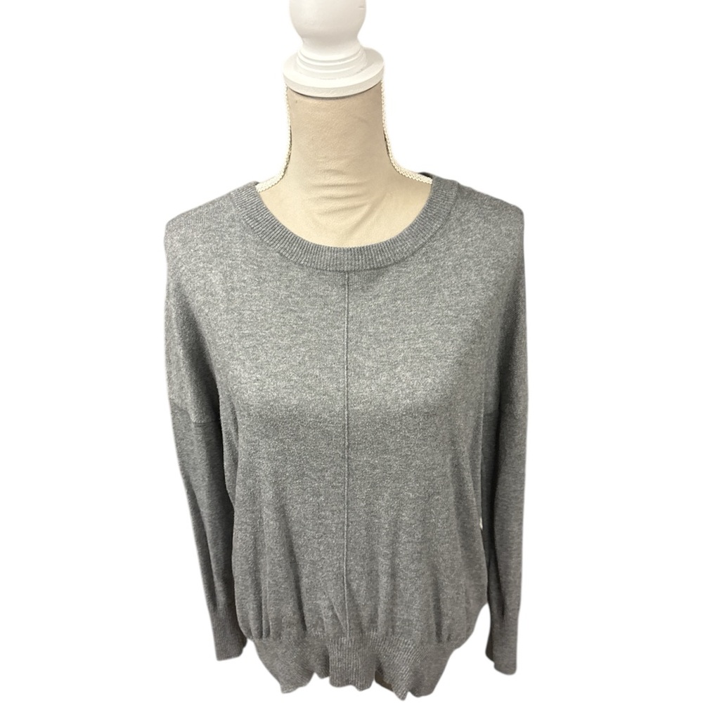 Caroline Grace Gray Cotton/Cashmere Crew Neck Sweater